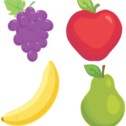 (s253-G5) Set of 4 Fruit Grapes Apple Banana Pear