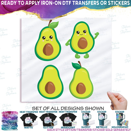 (s253-G7) Set of 4 Kawaii Fruit Avocado