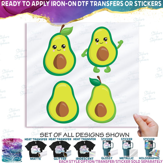 (s253-G7) Set of 4 Kawaii Fruit Avocado