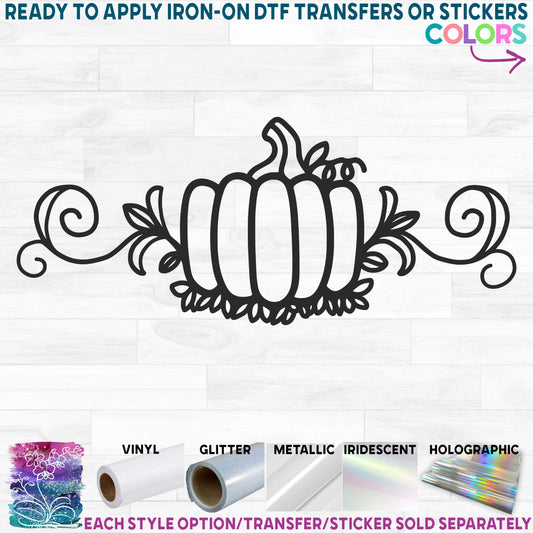 (s253-1D) Fancy Pumpkin Printed Heat Transfer or Sticker