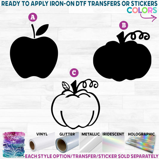 (s253-1) Fruit Apple Pumpkin Printed Heat Transfer or Sticker