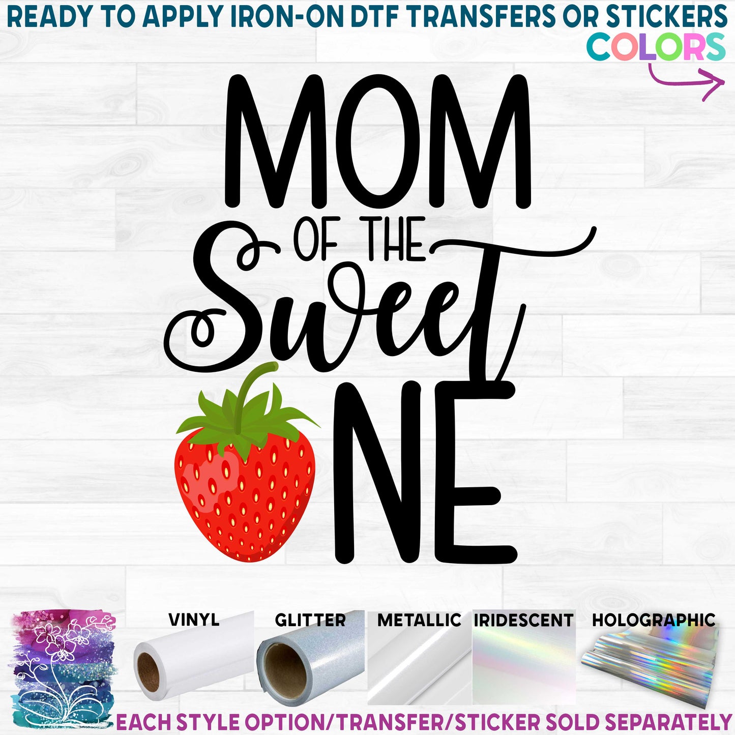 (s253-5C) Strawberry Mom of the Sweet One Custom Text