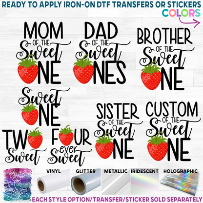 (s253-5C) Strawberry Mom of the Sweet One Printed Heat Transfer or Sticker