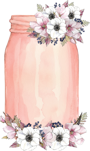 (254-01-A) Pink Mason Jar Flowers