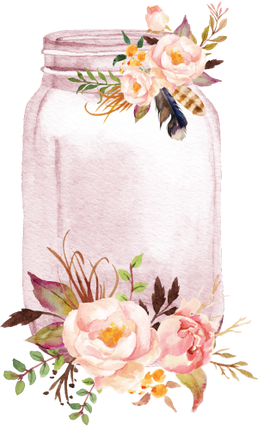 (254-01-B) Pink Mason Jar Flowers