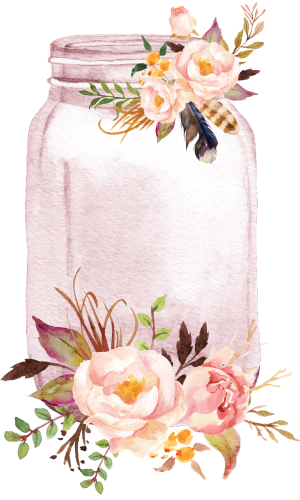 (254-01-B) Pink Mason Jar Flowers