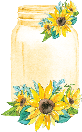 (254-01-D) Yellow Mason Jar Flowers