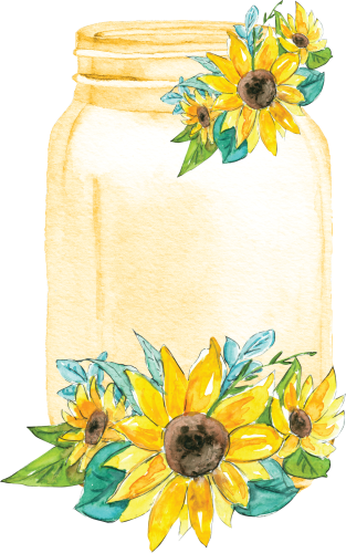 (254-01-D) Yellow Mason Jar Flowers