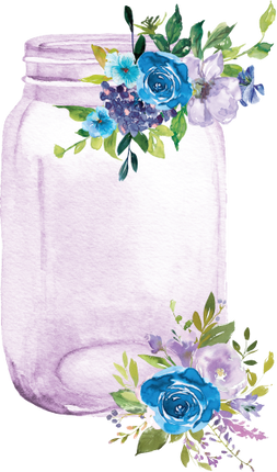 (254-01-E) Purple Mason Jar Flowers