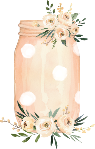 (254-01-F) Peach Mason Jar Flowers