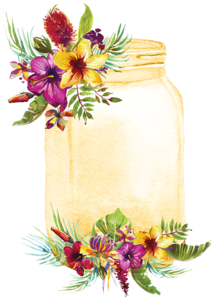 (254-01-H) Yellow Mason Jar Flowers