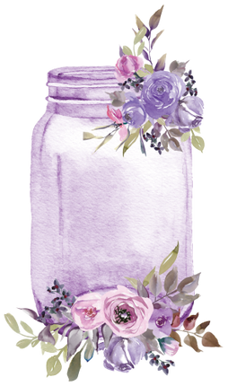 (254-01-J) Purple Mason Jar Flowers