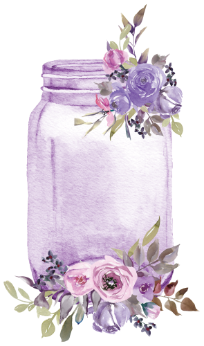 (254-01-J) Purple Mason Jar Flowers