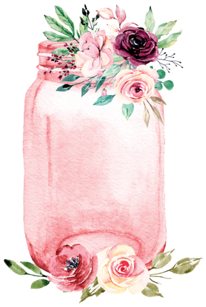 (254-01-K) Pink Mason Jar Flowers