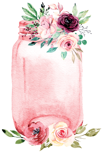 (254-01-K) Pink Mason Jar Flowers