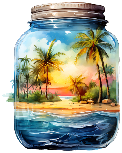 (254-01) Beach Landscape Mason Jar