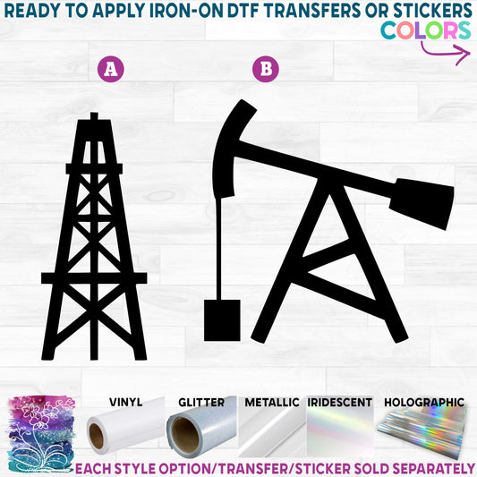 (s257) Oil Rig Derrick Printed Heat Transfer or Sticker