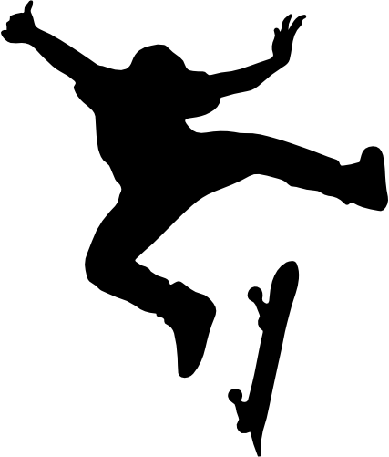 (s258-1-O) Skater Skate Boarder Silhouette