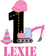 (259-02-C) Pink Construction Name Age 1, 2, 3, Any Age Custom