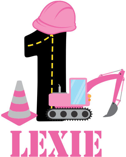 (259-02-C) Pink Construction Name Age 1, 2, 3, Any Age Custom