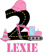 (259-02-C) Pink Construction Name Age 1, 2, 3, Any Age Custom