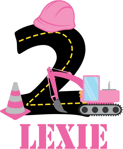 (259-02-C) Pink Construction Name Age 1, 2, 3, Any Age Custom