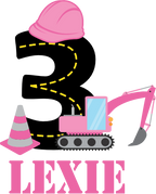 (259-02-C) Pink Construction Name Age 1, 2, 3, Any Age Custom