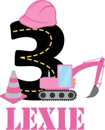 (259-02-C) Pink Construction Name Age 1, 2, 3, Any Age Custom