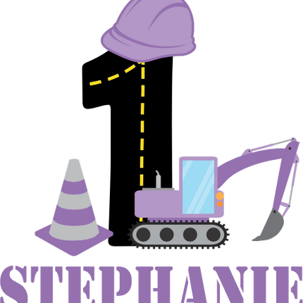 (259-02-C) Purple Construction Name Age 1, 2, 3, Any Age Custom
