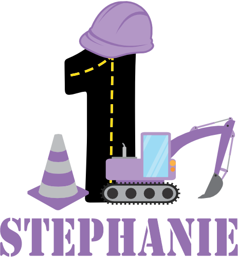 (259-02-C) Purple Construction Name Age 1, 2, 3, Any Age Custom