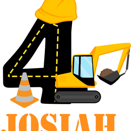 (259-02-C) Yellow Construction Name Age 1, 2, 3, Any Age Custom