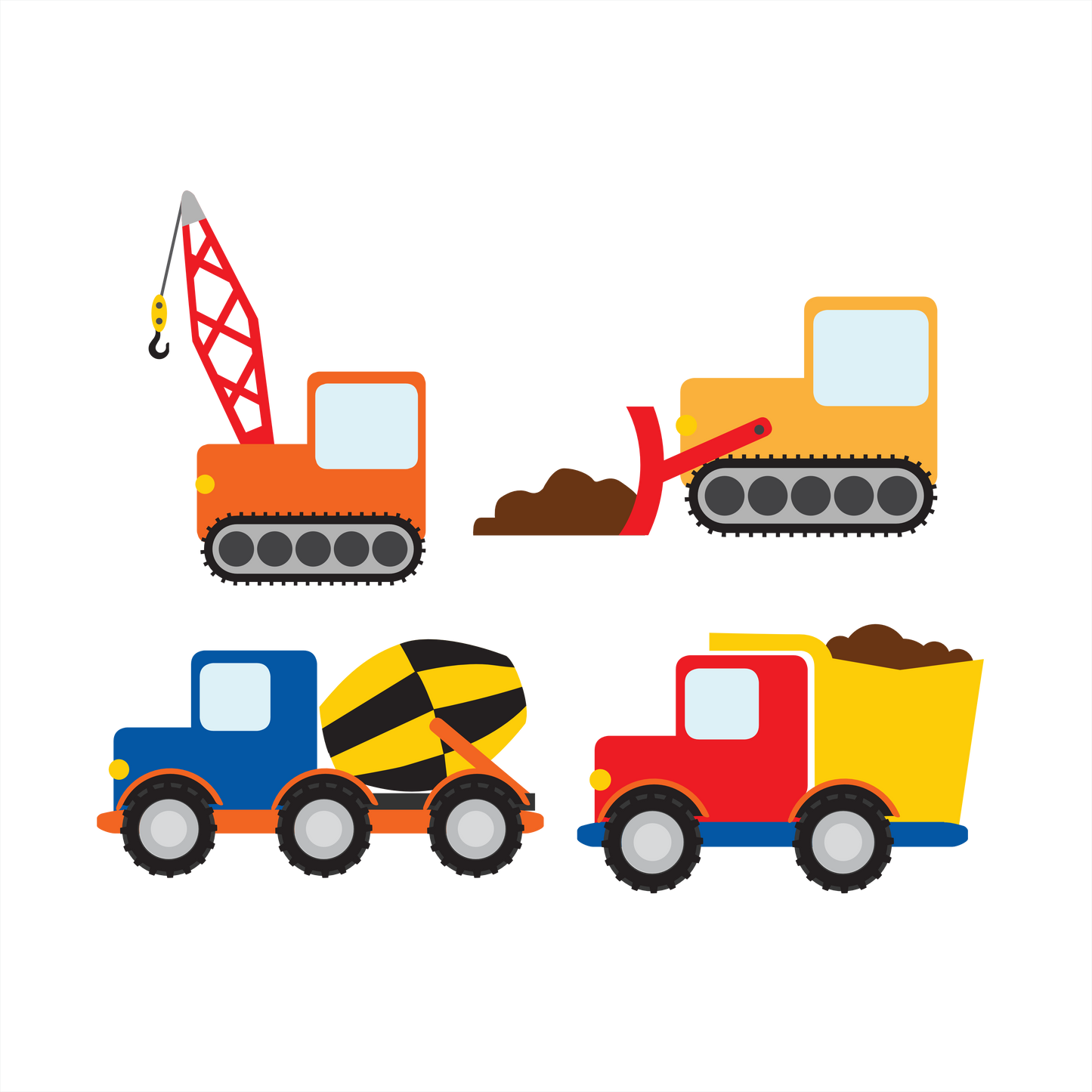 (s259-G2) Set of 4 Construction Vehicles