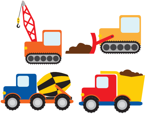 (s259-G2) Set of 4 Construction Vehicles