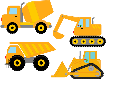 (s259-G3) Set of 4 Construction Vehicles