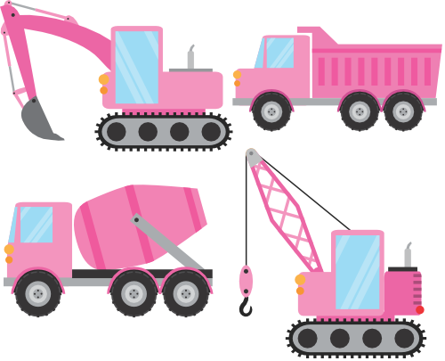 (s259-G5) Set of 4 Construction Vehicles