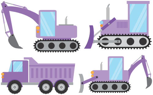 (s259-G6) Set of 4 Construction Vehicles