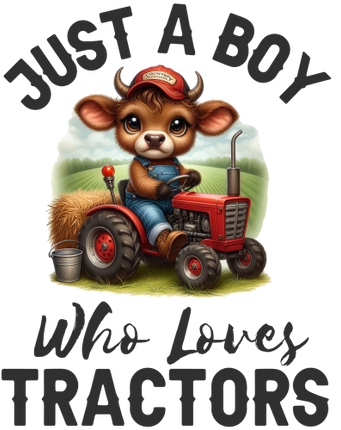 (s259-03-F) Just a Boy Who Loves Tractors Cute Cow