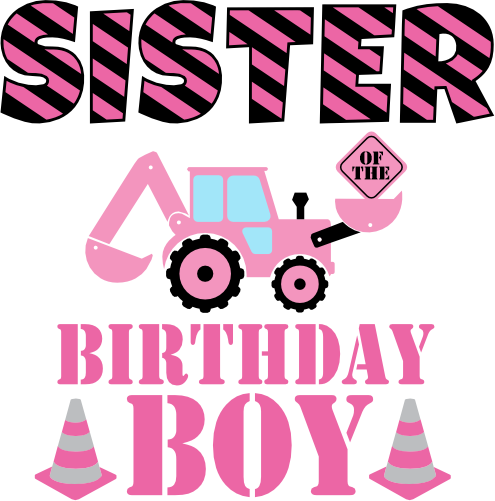 (259-02-A) Pink Construction Family Custom Text