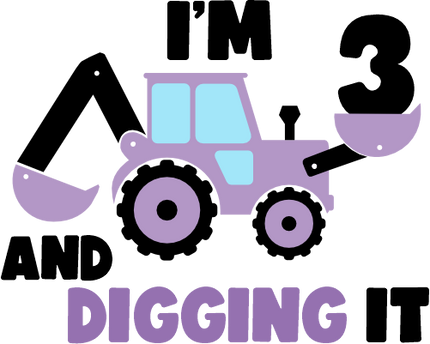 (259-02-D) Purple Construction I'm 1, 2, 3 and Digging It