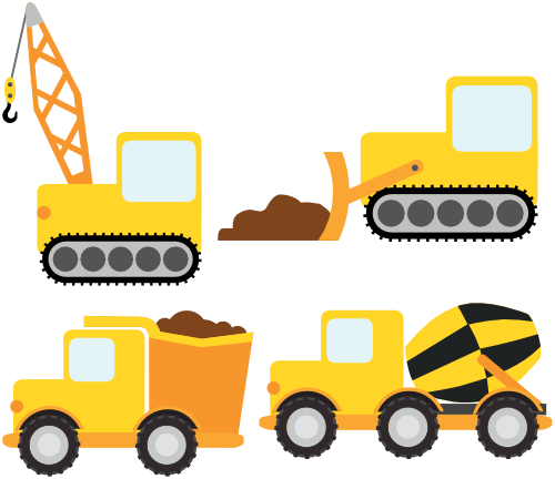 (s259-G1) Set of 4 Construction Vehicles