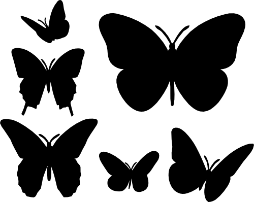 (s024-S) Butterfly Butterflies Set Assorted or Same Sizes