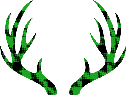 (s026-1-I) Deer Antlers Red, Green, Blue White Black Buffalo Plaid