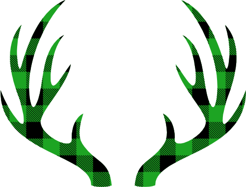 (s026-1-I) Deer Antlers Red, Green, Blue White Black Buffalo Plaid