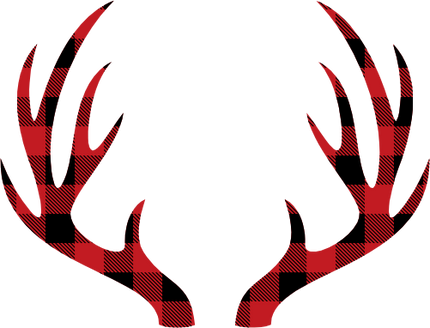 (s026-1-I) Deer Antlers Red, Green, Blue White Black Buffalo Plaid