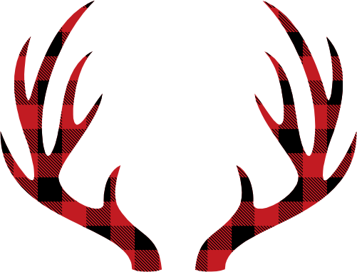 (s026-1-I) Deer Antlers Red, Green, Blue White Black Buffalo Plaid