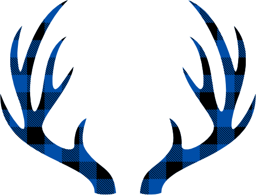 (s026-1-I) Deer Antlers Red, Green, Blue White Black Buffalo Plaid