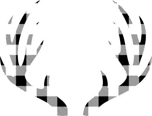 (s026-1-I) Deer Antlers Red, Green, Blue White Black Buffalo Plaid