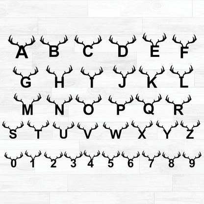 (s026-6) Deer Antler Monogram Letters Printed Heat Transfer or Sticker