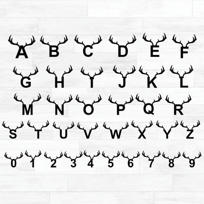 (s026-6) Deer Antler Monogram Letter All Letters A-Z