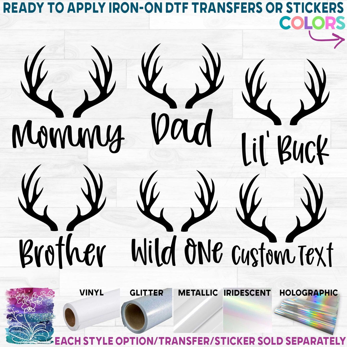 (s026-5) Deer Antlers Family Custom Text